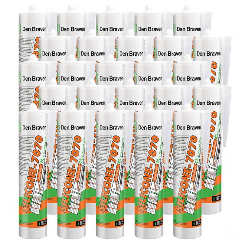 25x Mastic silicone neutre bâtiment 7070 Plus blanc 300ml DEN BRAVEN - Image 1