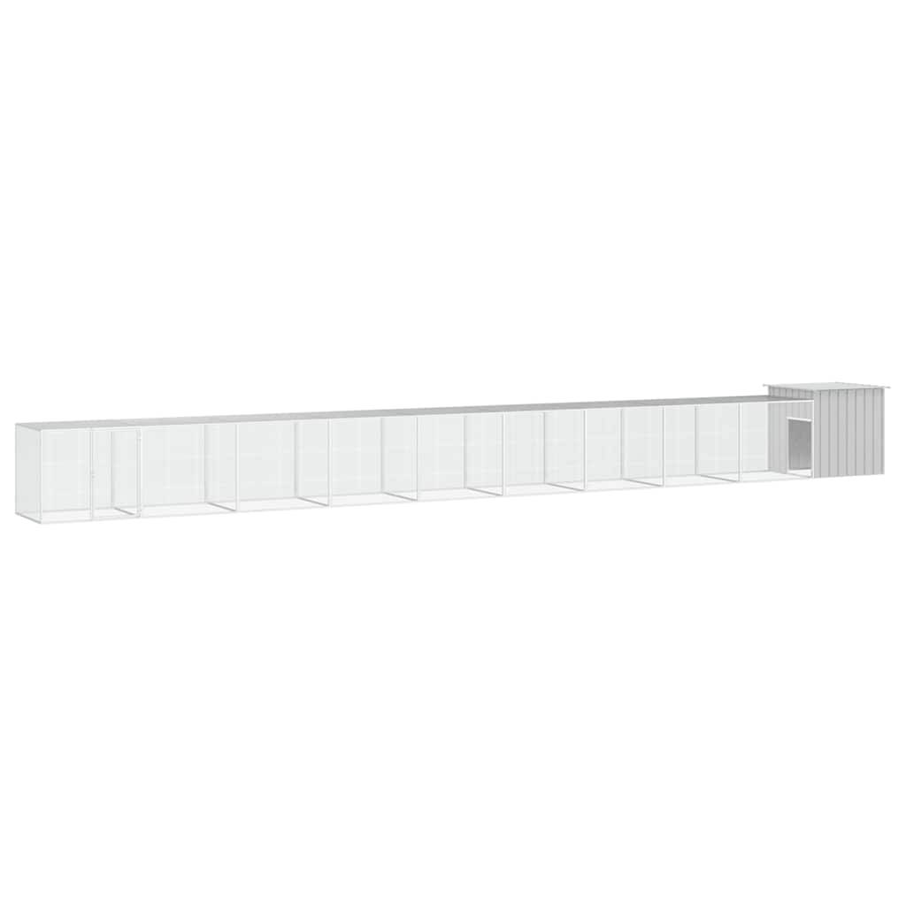 Poulailler enclos acier galvanisé volaille extérieur parc grillage 1000x91x100cm gris - ComfortXL Outdoor Living - Image 1