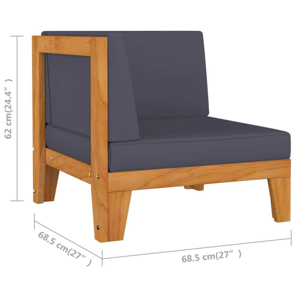 Helloshop26 - Salon de jardin meuble d'extérieur ensemble de mobilier 5 pièces avec coussins bois d'acacia solide - Image 7