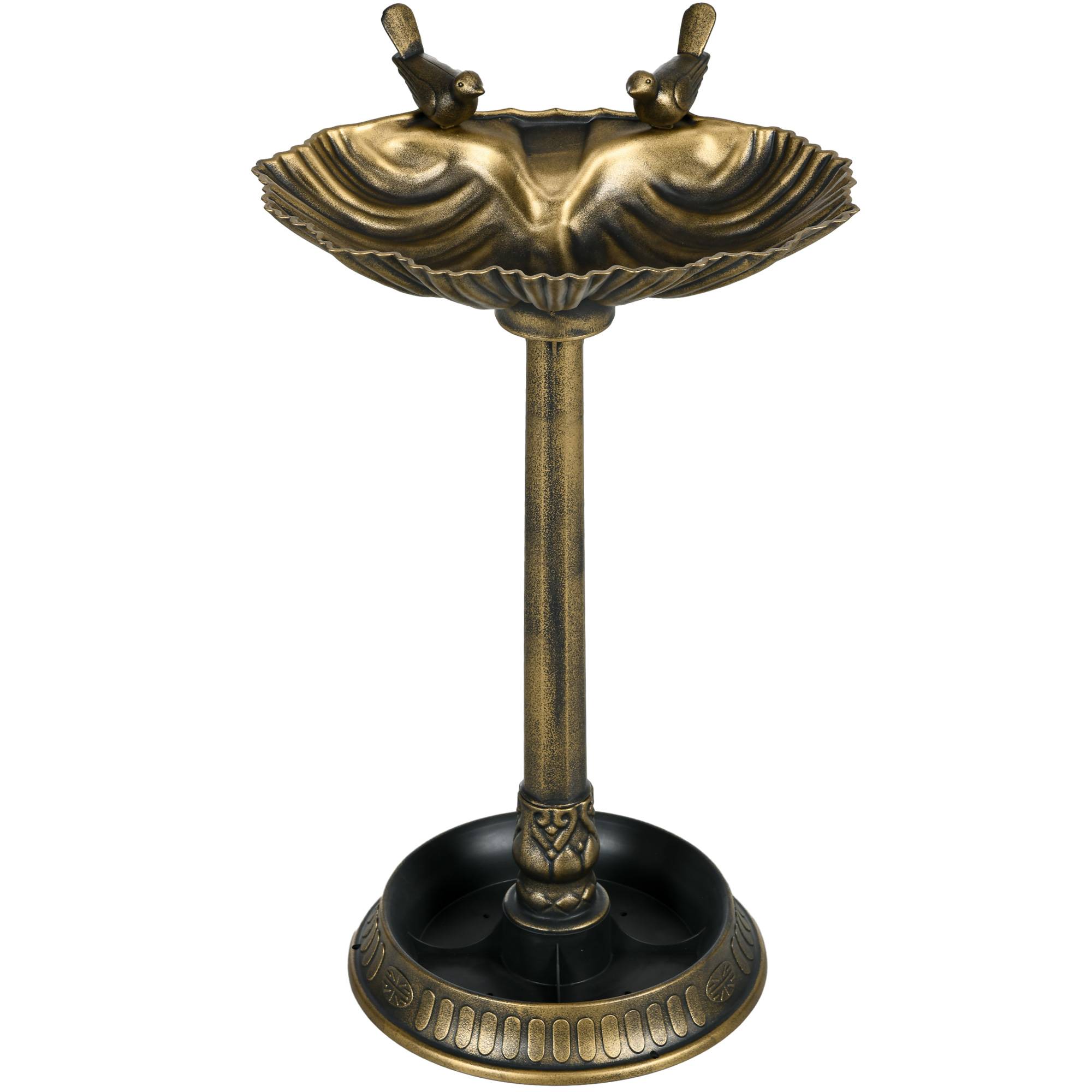 ComfortXL - Bain d’oiseaux extérieur en polypropylène 81 cm bronze pour jardin double vasque - ComfortXL Outdoor Living - Image 2