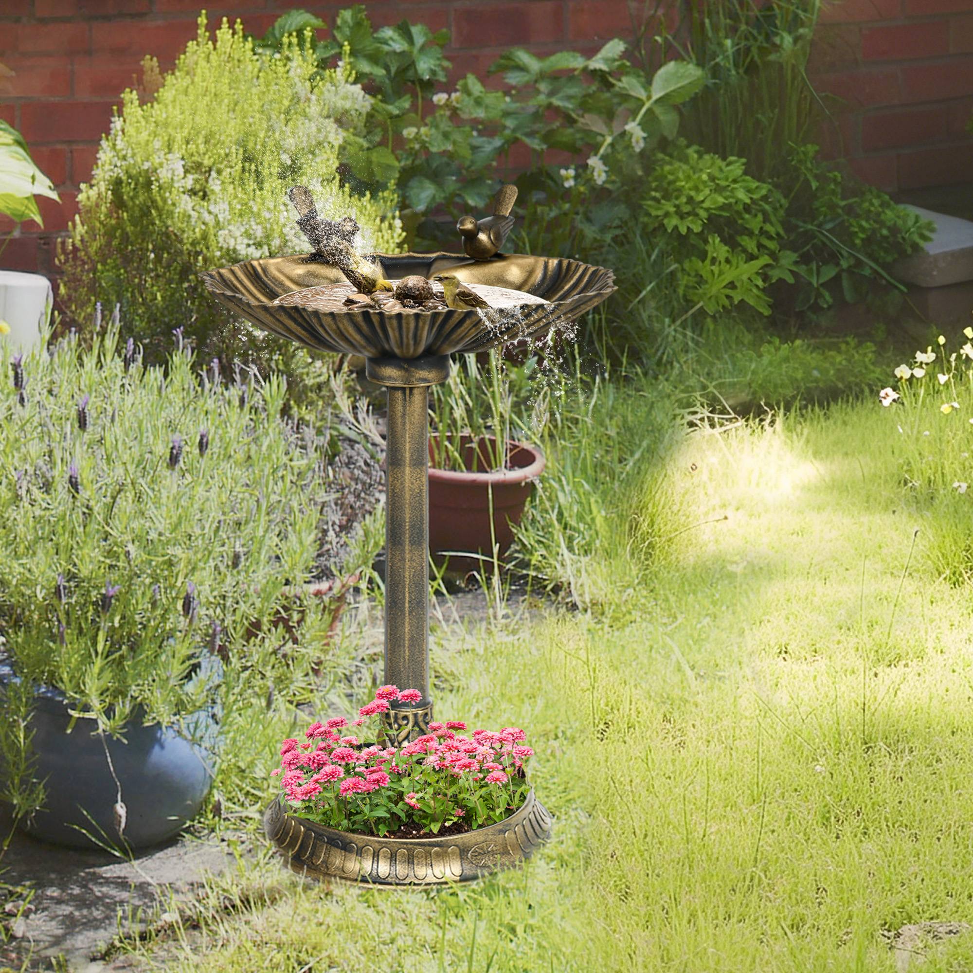ComfortXL - Bain d’oiseaux extérieur en polypropylène 81 cm bronze pour jardin double vasque - ComfortXL Outdoor Living - Image 3