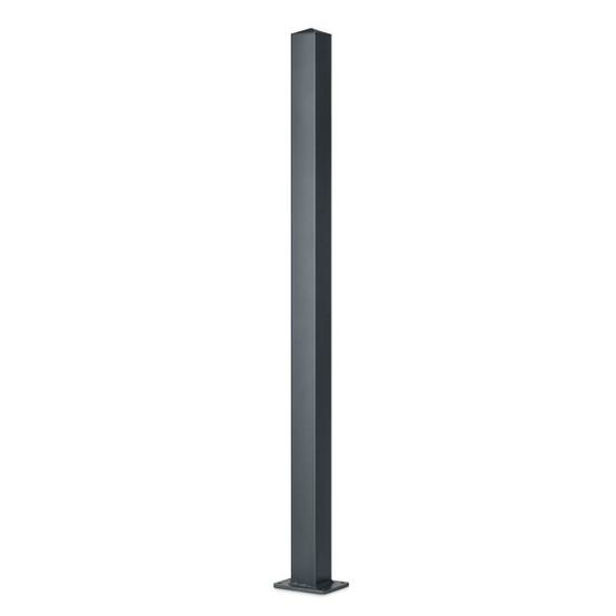 Poteau aluminium tradition style ferronnerie sur platine universel pour portail et portillon chapeau inclus H1.86 m Gris - Easy Clôture - Image 1