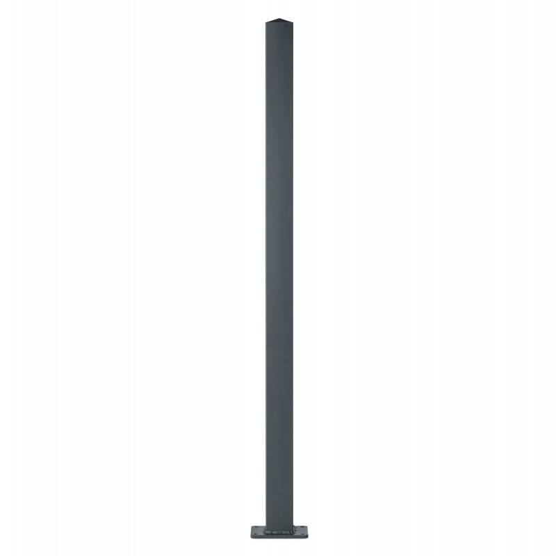 Poteau aluminium tradition style ferronnerie sur platine universel pour portail et portillon chapeau inclus H1.86 m Gris - Easy Clôture - Image 2