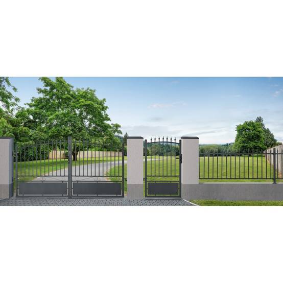Poteau aluminium tradition style ferronnerie sur platine universel pour portail et portillon chapeau inclus H1.86 m Gris - Easy Clôture - Image 4