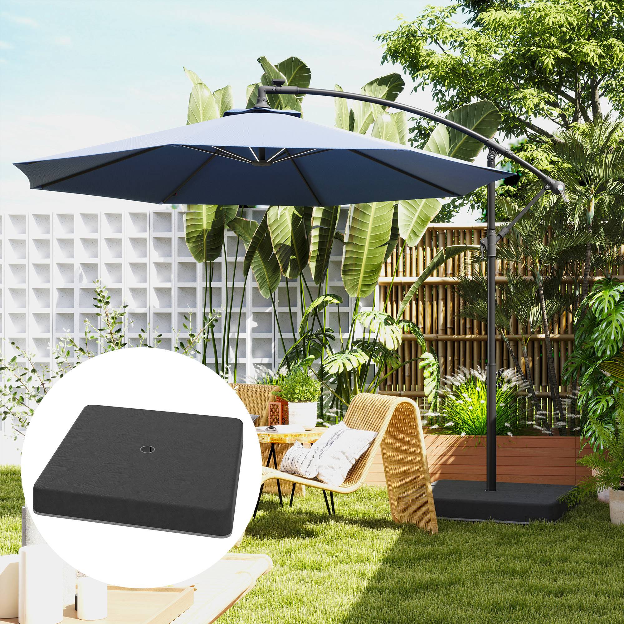 Poids de base pour pied de parasol, étanche, remplissable de sable, plastique, 89L x 89l x 10,5H cm - Image 4