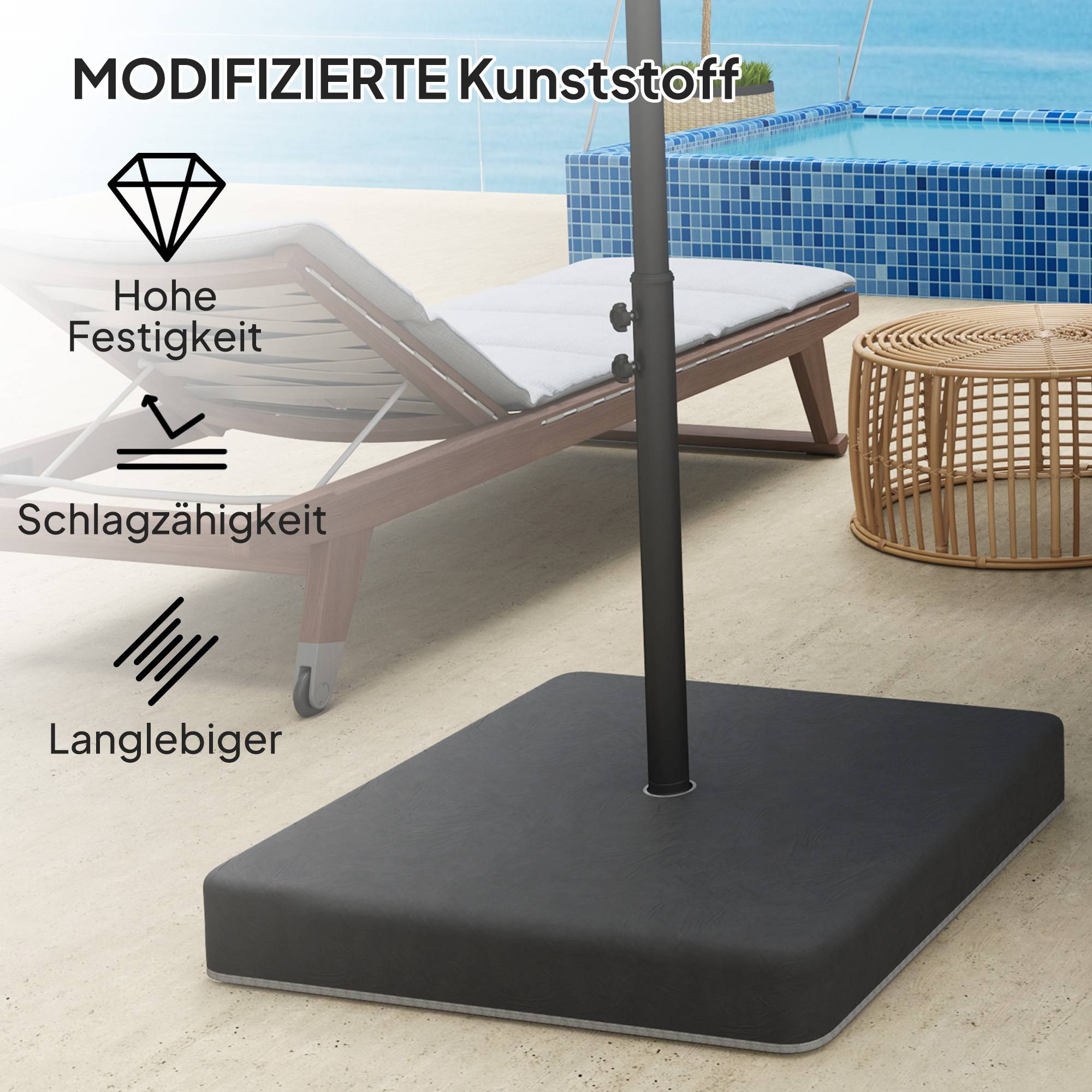 Poids de base pour pied de parasol, étanche, remplissable de sable, plastique, 89L x 89l x 10,5H cm - Image 7