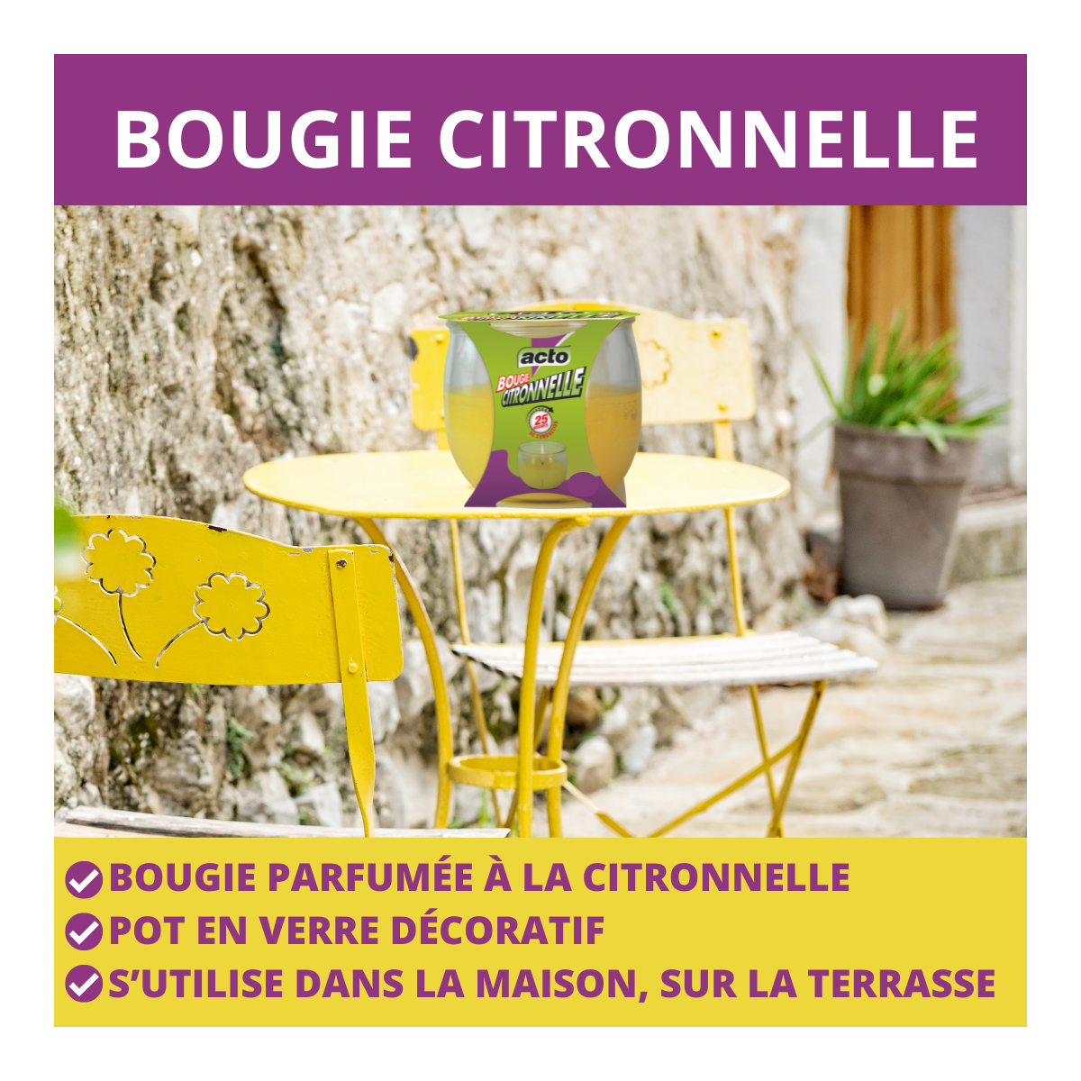 Acto - Bougies ACTO Citronnelle: Ambiance et Sécurité pour Vos Soirées - Image 3