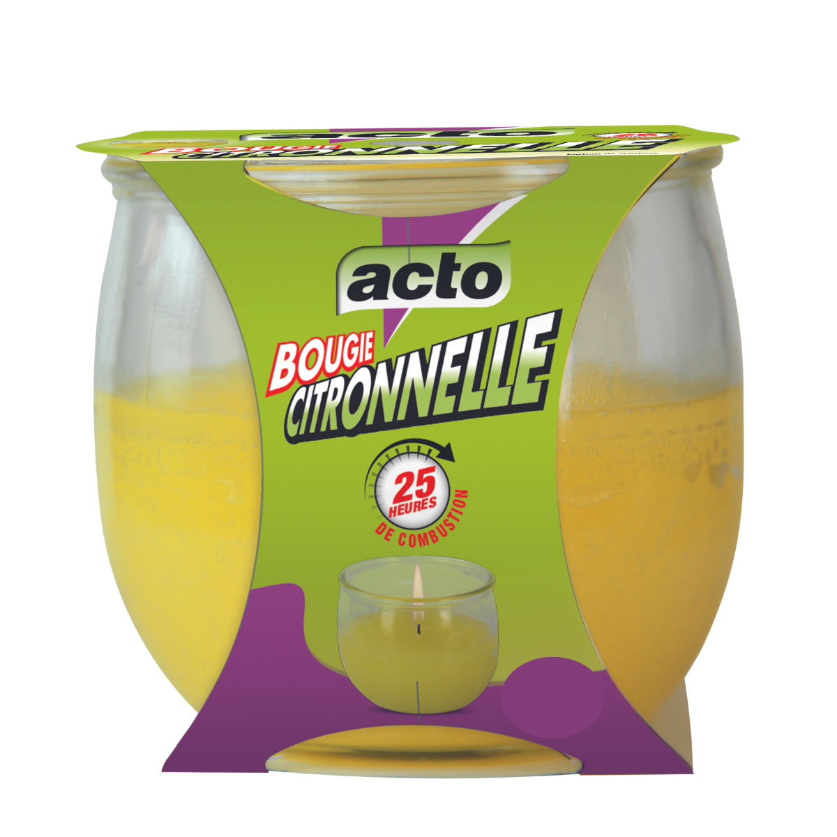 Acto - Bougies ACTO Citronnelle: Ambiance et Sécurité pour Vos Soirées