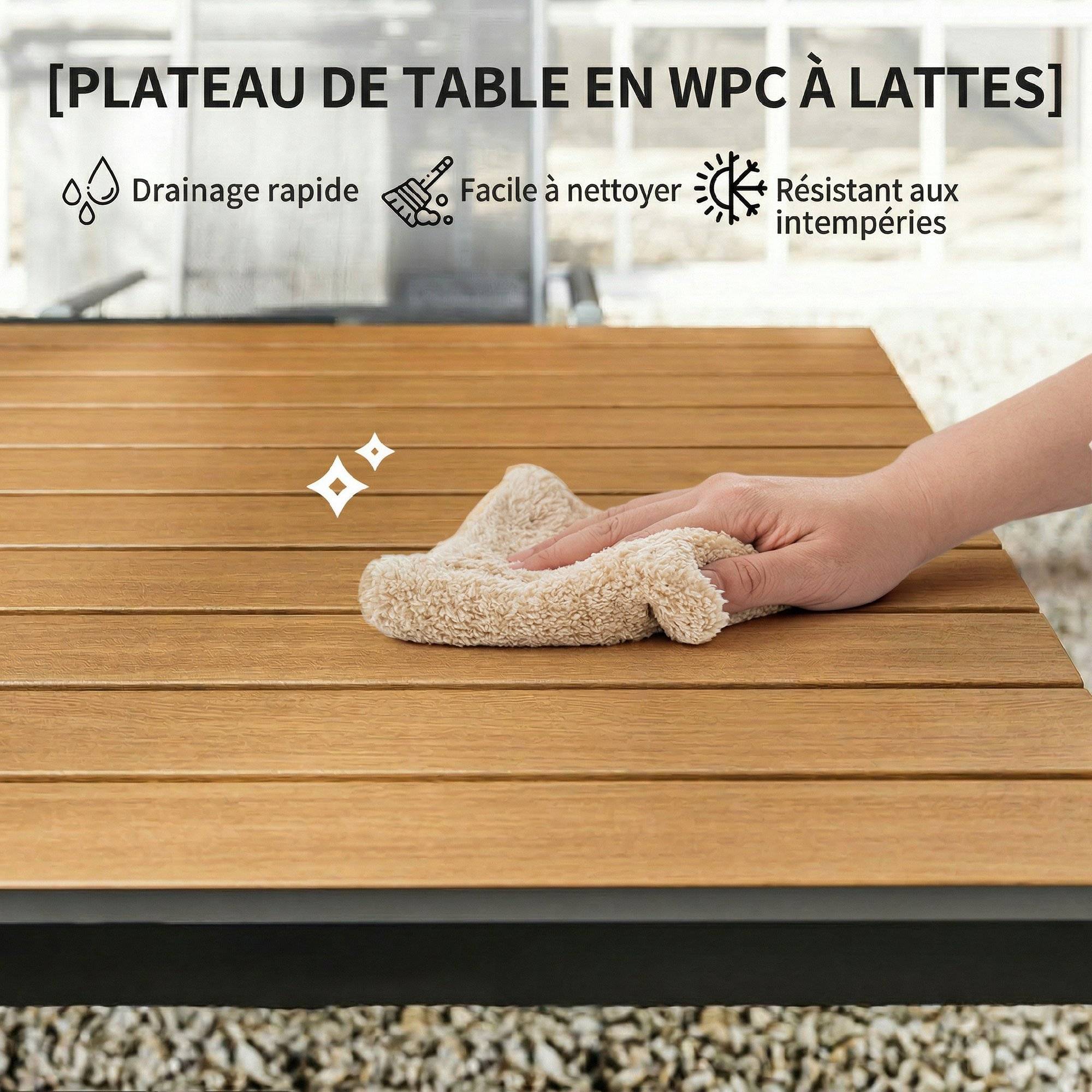 ComfortXL - Salon de jardin d'angle 7 pièces modulable métal corde table WPC terrasse coussins kaki - ComfortXL Outdoor Living - Image 10