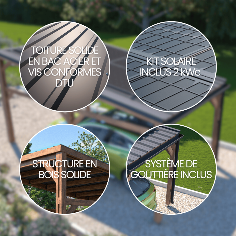 Cerland - CARPORT BOIS SOLAIRE 1 VOITURE 15M² - Image 6