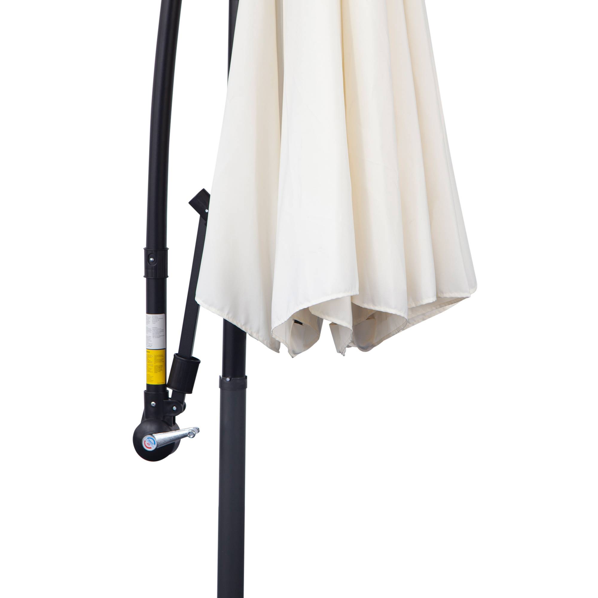 Parasol déporté avec manivelle, tissu polyester crème, 300 cm, structure en acier, pour terrasse et jardin - PANGIVO - Image 8