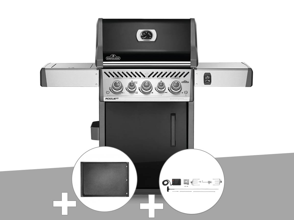 Napoleon - Barbecue à gaz Rogue SE 425 SIB noir 3 brûleurs + Plancha + Rôtissoire - Napoleon