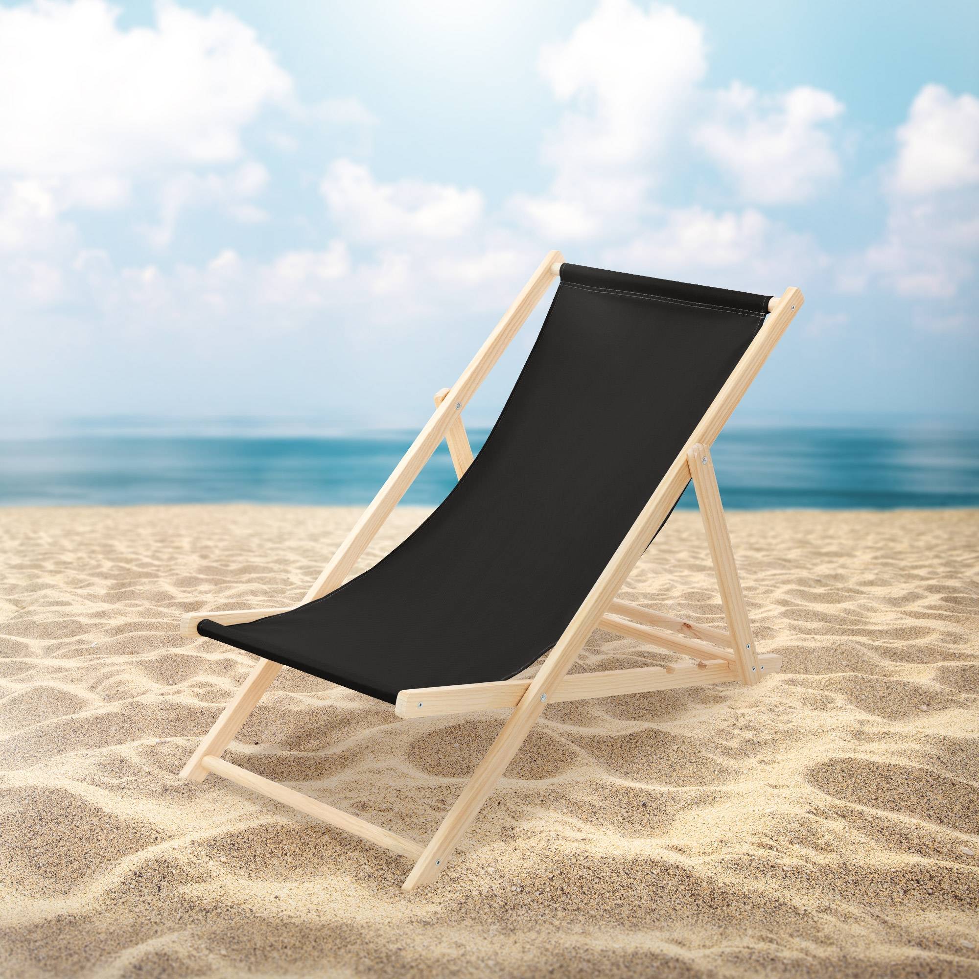 Set 2x Chaise longue de jardin pliable noir en bois chiliennes 3 positions de couchage  jusqu'à 120 kg usage intérieur et extérieur balcon terrasse - Image 9
