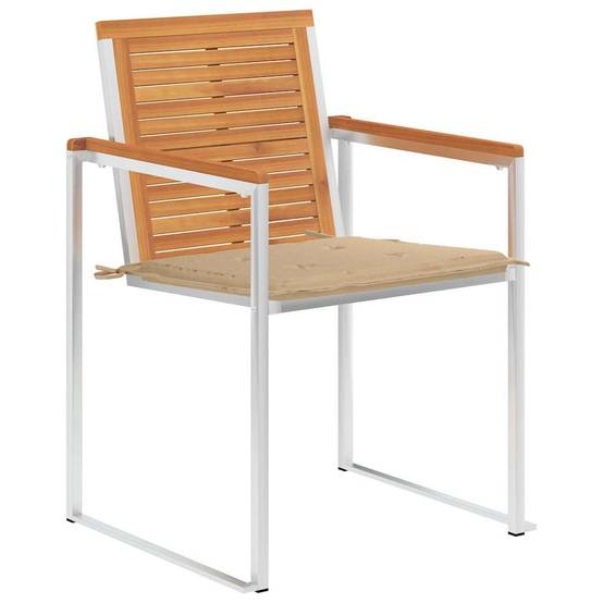 Lot de 2 Fauteuils d'Extérieur Design en Bois et Acier avec Coussins Confortables Beige – ComfortXL Outdoor Living - Image 3