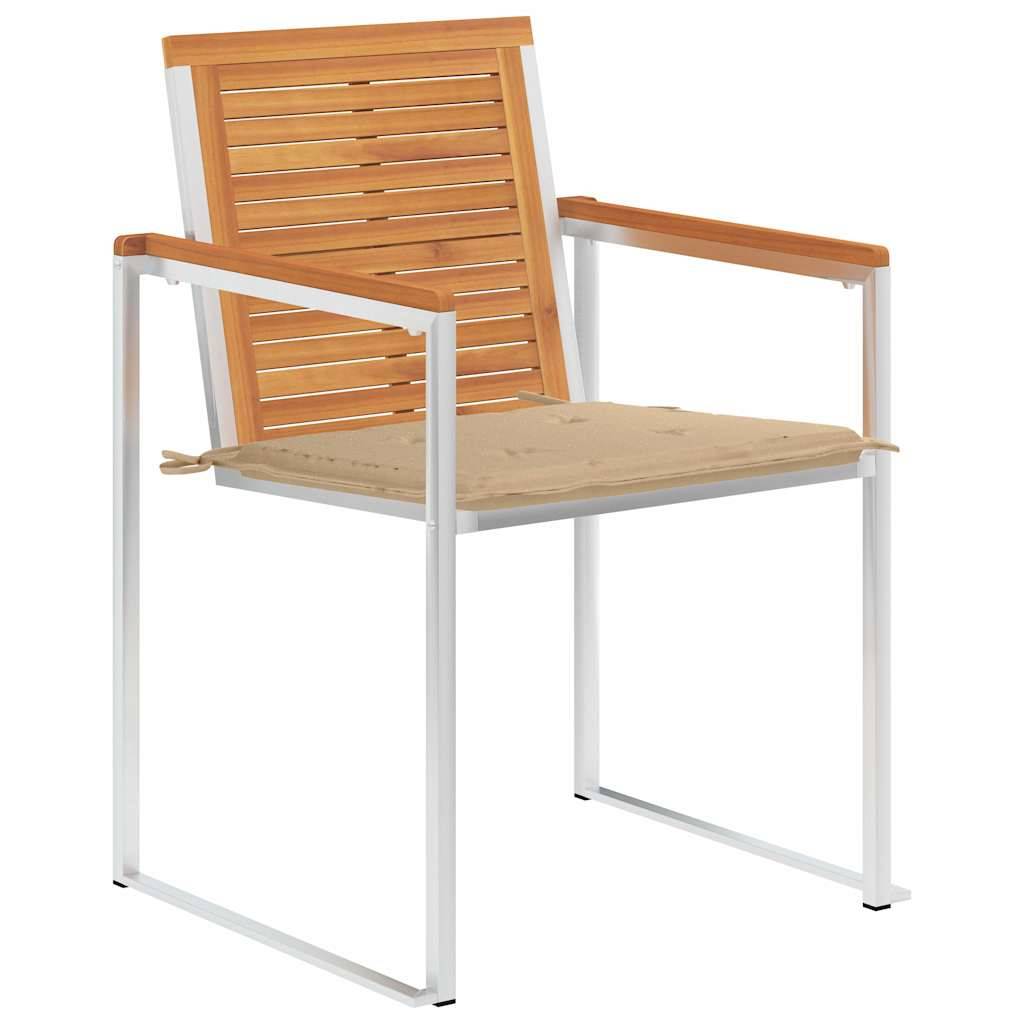 Lot de 2 Fauteuils d'Extérieur Design en Bois et Acier avec Coussins Confortables Beige – ComfortXL Outdoor Living - Image 3