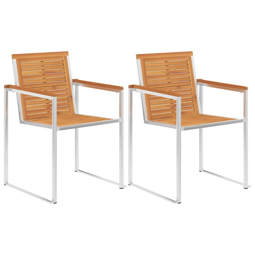 Lot de 2 Fauteuils d'Extérieur Design en Bois et Acier avec Coussins Confortables Beige – ComfortXL Outdoor Living - Image 2