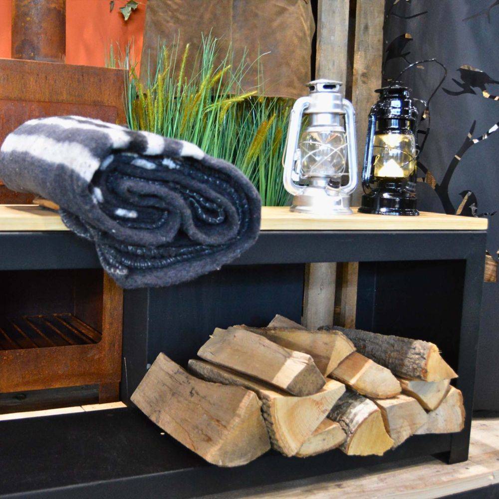 Esschert Design - Banc acier et bois avec rangement à bûches Droit - Image 3