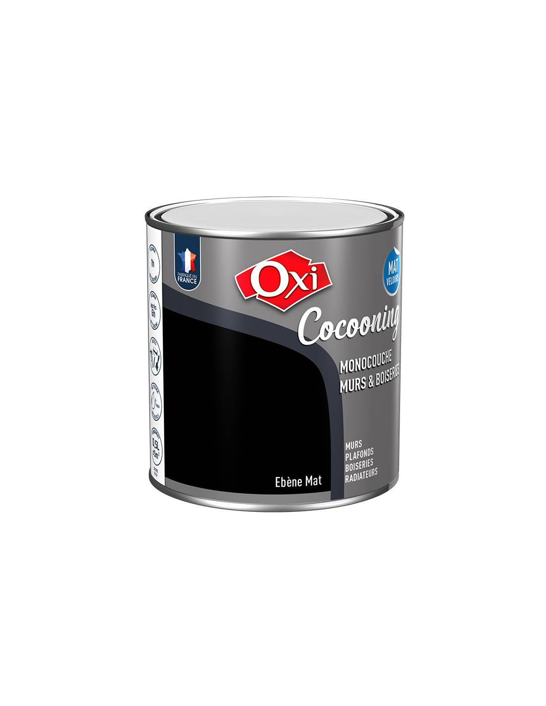 Oxi - Peinture Oxi Cocooning Ebène Peinture Murale Mat Velours - Oxi