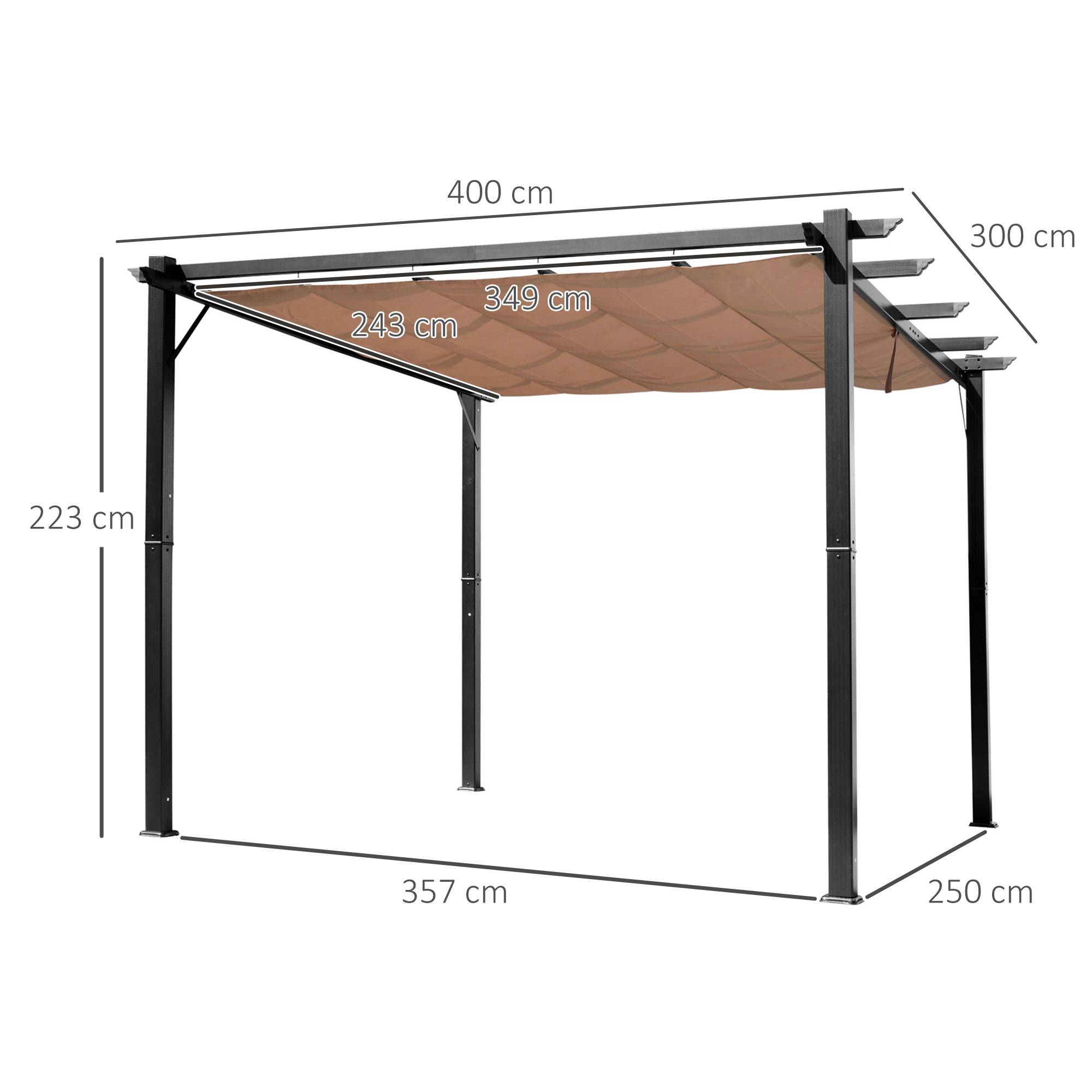 Pergola Aluminium Toit Rétractable Tonnelle Terrasse Jardin 3x4m Ombrage - ComfortXL Outdoor Living - Image 3