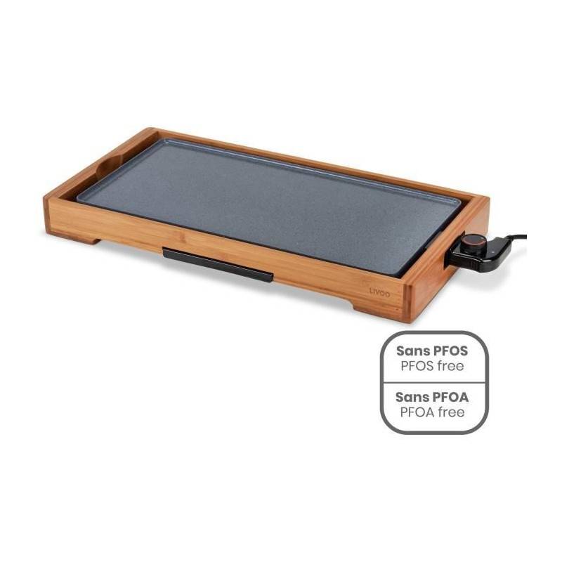 Livoo - Plancha Bambou Revetement Céramique - Livoo - Doc322 - 2200w - Plaque Amovible En Fonte D'aluminium - Thermostat Ajustable