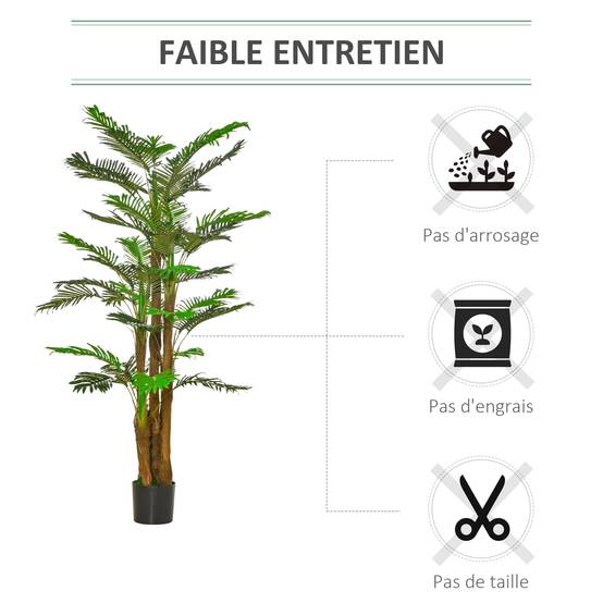 Palmier Artificiel H.1,85 m Arbre Artificiel Tronc Branches Lichen Feuilles Grand réalisme Pot Inclus - Image 8
