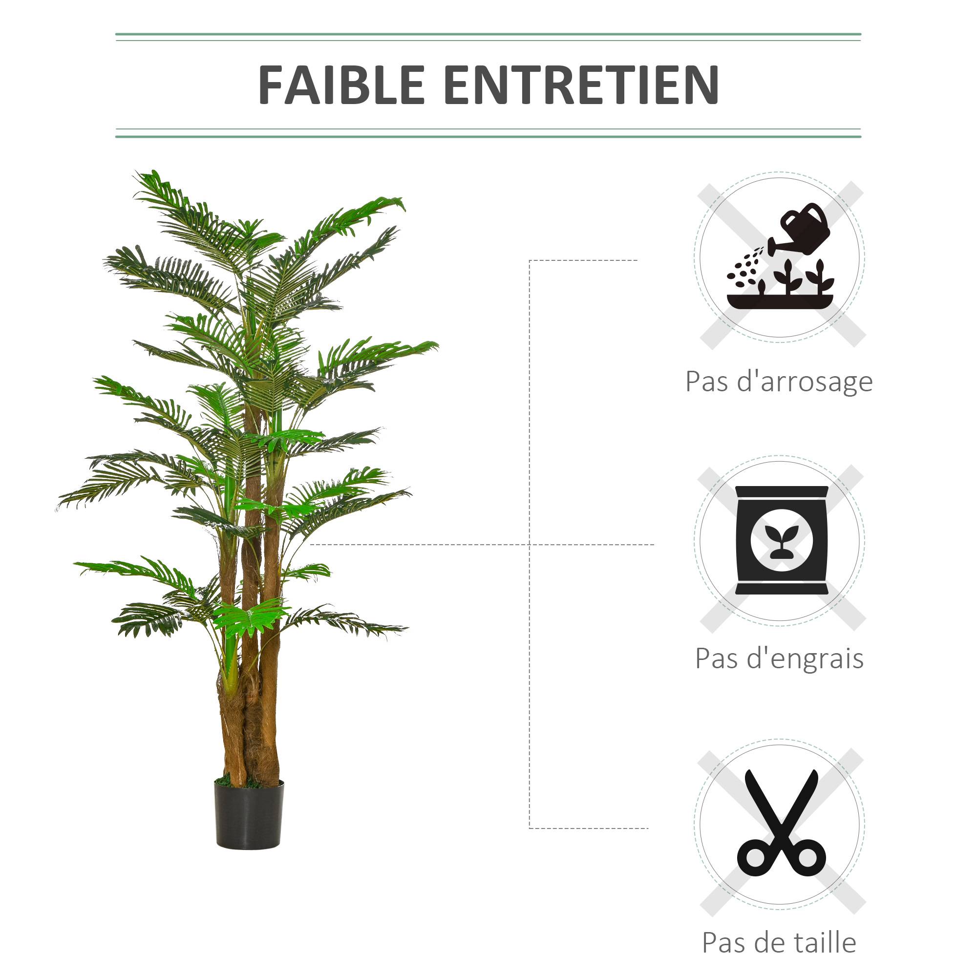 Palmier Artificiel H.1,85 m Arbre Artificiel Tronc Branches Lichen Feuilles Grand réalisme Pot Inclus - Image 8