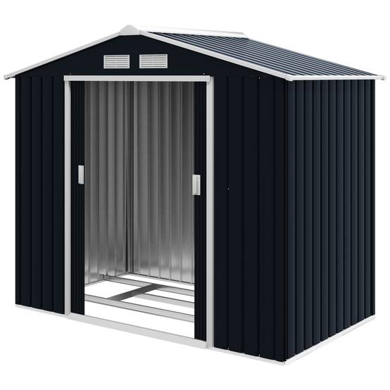 Abri de jardin en acier pour jardin rangement outillage fondation incluse 213x130cm gris - ComfortXL Outdoor Living - Image 2