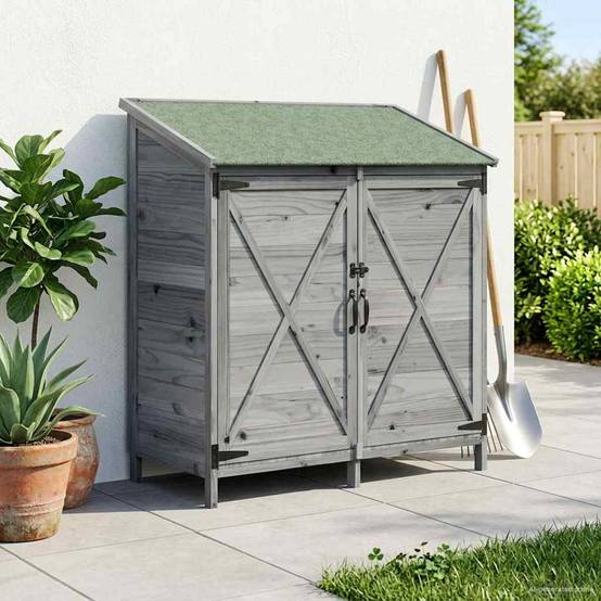 Vidaxl - Abri de jardin Gris 106 x 56 x 113,5 cm Bois d'ingénierie vidaXL 42033474 - Image 4