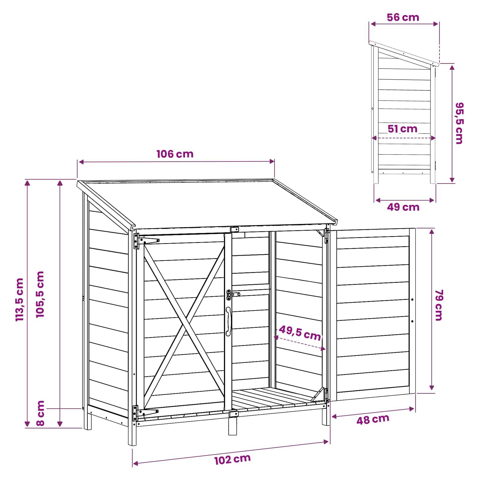 Vidaxl - Abri de jardin Gris 106 x 56 x 113,5 cm Bois d'ingénierie vidaXL 42033474 - Image 3