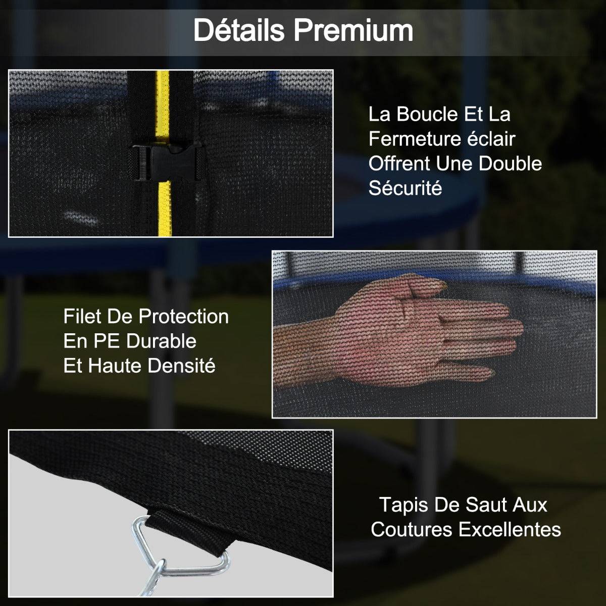 Helloshop26 - Trampoline extérieur diamètre 305cm echelle filet de sécurité tapis de saut tuyau galvanisé antirouille pour enfants charge 100 kg - Image 2