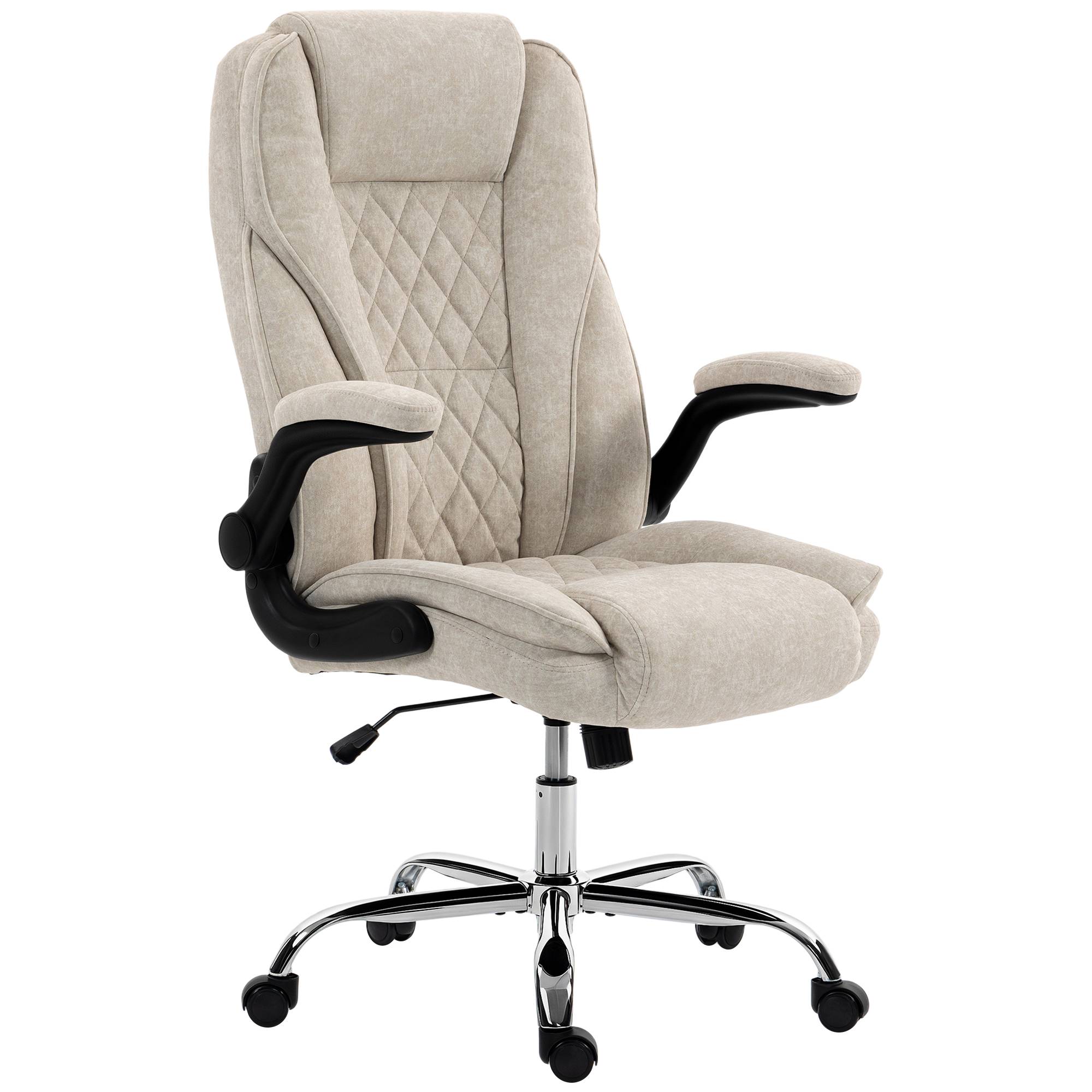 Sans Marque - Fauteuil de bureau, chaise bureau ergonomique, hauteur réglable, accoudoirs relevables, 70 x 70 x 114-122 cm, beige - Image 2