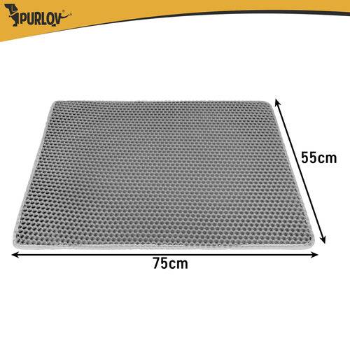 Tapis pour bac à litière Purlov 75 x 55 cm gris double couche en mousse EVA alvéolée - Image 3