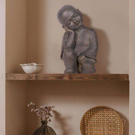 Nortène - Statue Bouddha Mey grise 41,5 cm - résine - extérieur - Image 3