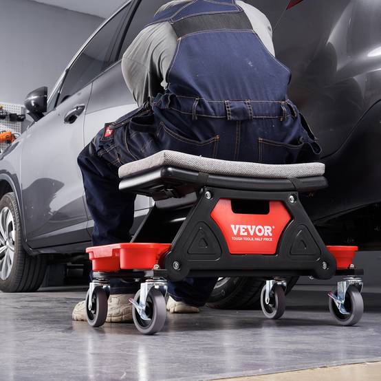 VEVOR Tabouret atelier mobile, charge 136 kg. Roulettes, plateau outils. Entretien auto, garage. - Image 8