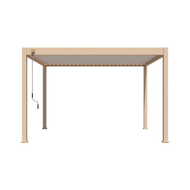 Ombrea - Pergola bioclimatique Ombréa 3x4M autoportée Woodlook/Anthracite + 1 panneau brise vue 1M Anthracite VS - Image 5