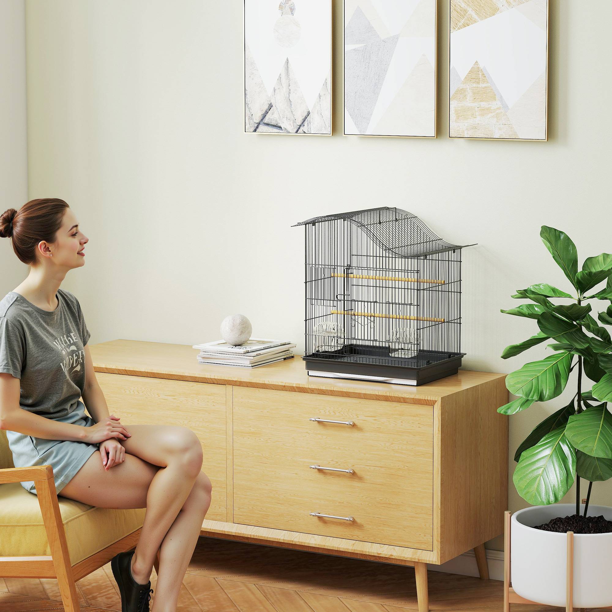 ComfortXL - Cage à oiseaux métal noir 47,5 x 36 x 54,5 cm pour petits oiseaux 4 portes - ComfortXL Outdoor Living - Image 10