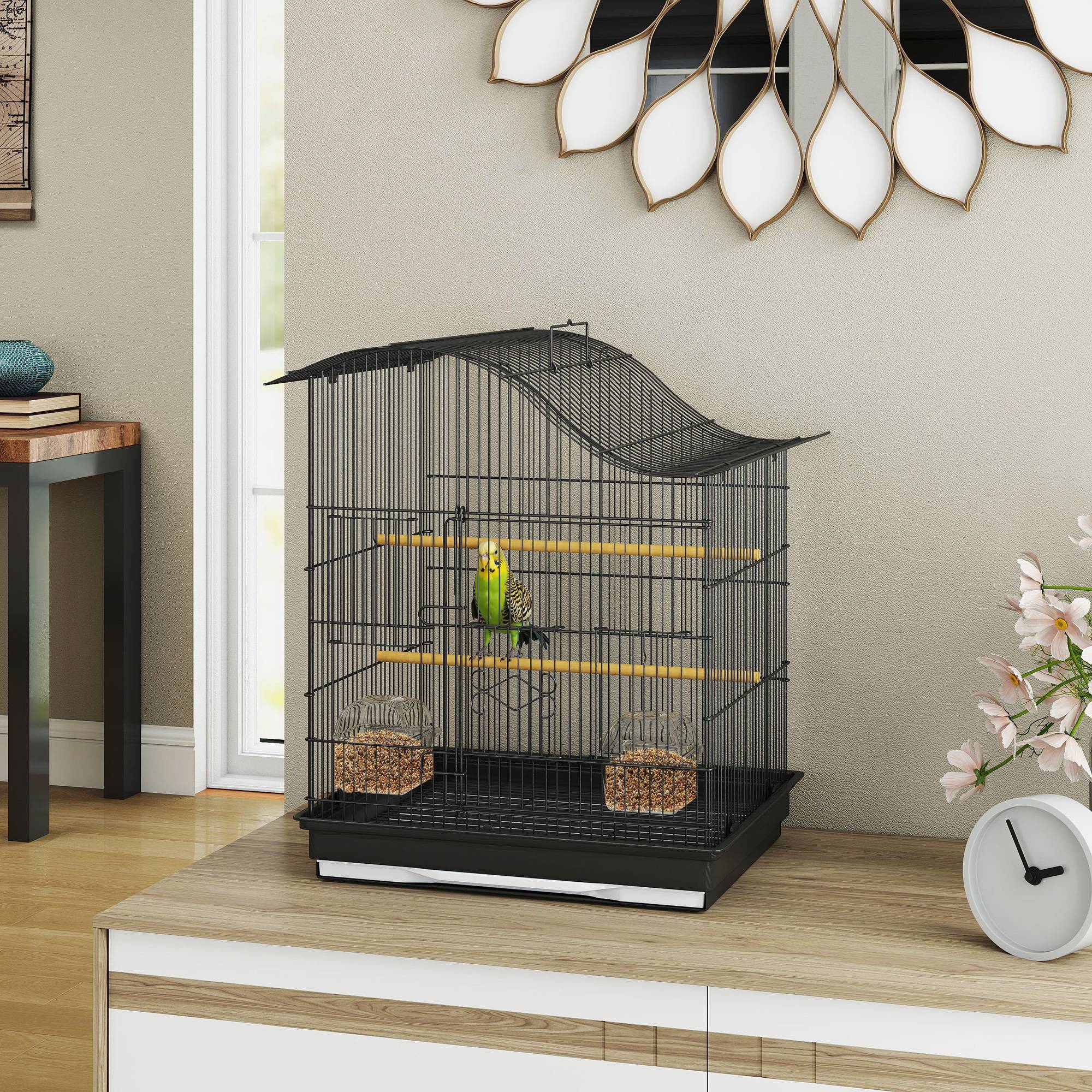 ComfortXL - Cage à oiseaux métal noir 47,5 x 36 x 54,5 cm pour petits oiseaux 4 portes - ComfortXL Outdoor Living - Image 4