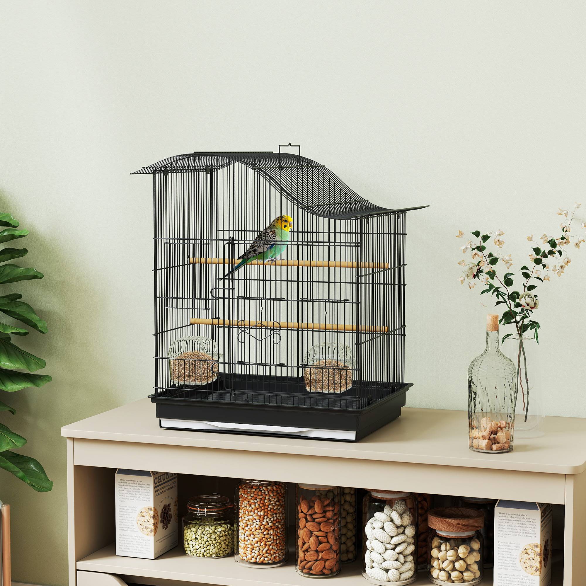 ComfortXL - Cage à oiseaux métal noir 47,5 x 36 x 54,5 cm pour petits oiseaux 4 portes - ComfortXL Outdoor Living - Image 3