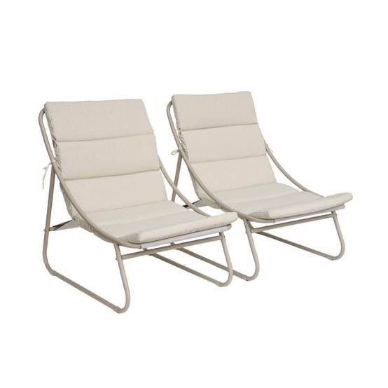 sweeek - Lot de 2 fauteuils relax acier beige - Edena | sweeek - Image 2