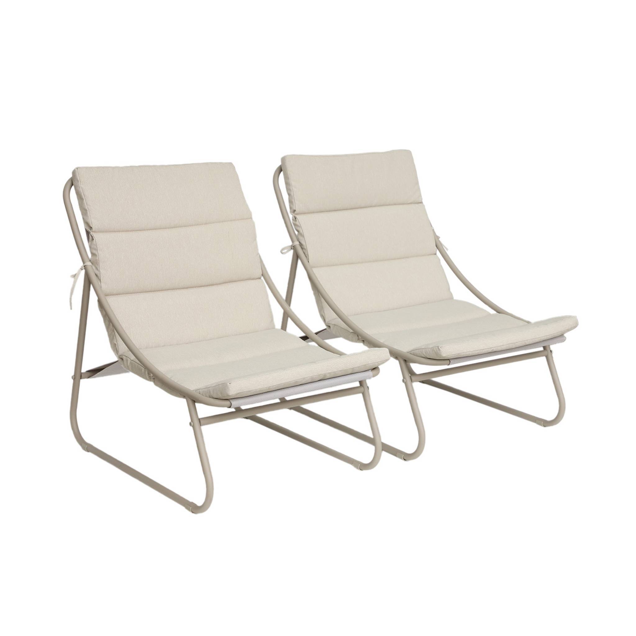 sweeek - Lot de 2 fauteuils relax acier beige - Edena | sweeek - Image 2