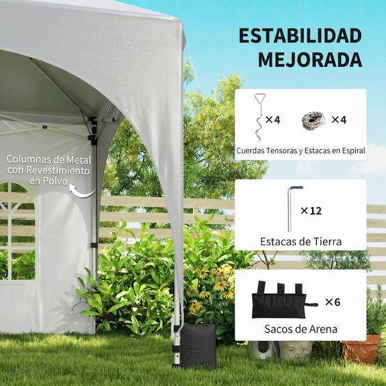 Tente pliante pop-up 6 x 3 m avec 6 panneaux latéraux détachables, hauteur réglable et sac de transport, gris clair - Image 7