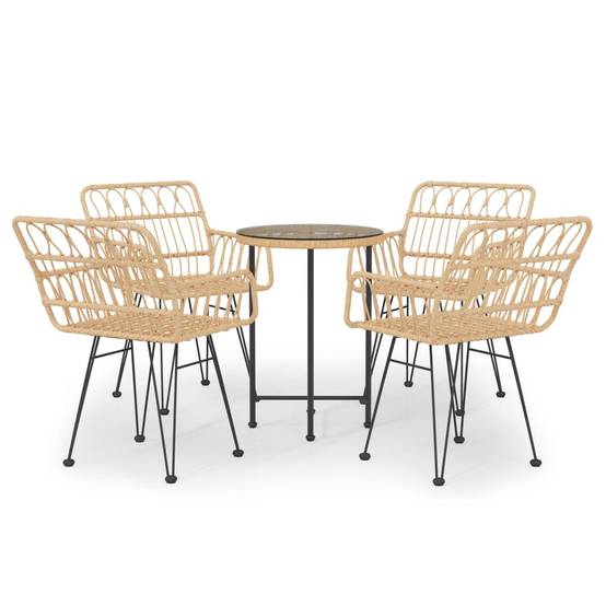 Ensemble à manger de jardin 5 pcs | Mobilier d'extérieur Résine tressée Maison Chic - Image 1