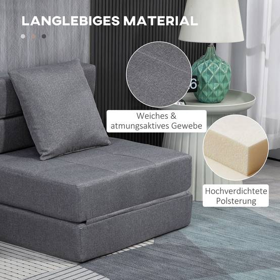 Fauteuil convertible, inclinable, lit d'appoint. Housse amovible, 70 cm x 70 cm x 61 cm, gris foncé. - Image 7