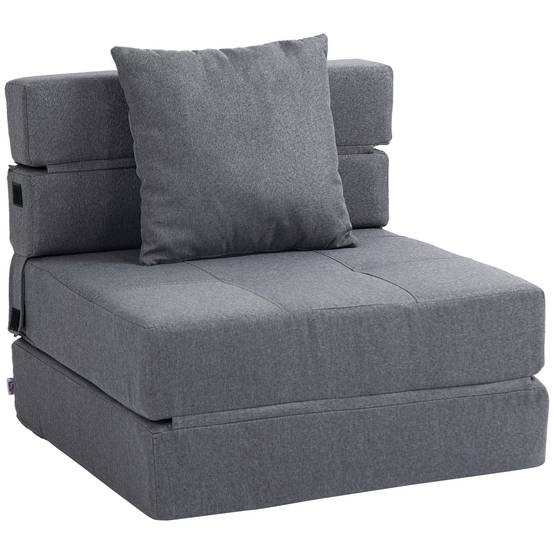 Fauteuil convertible, inclinable, lit d'appoint. Housse amovible, 70 cm x 70 cm x 61 cm, gris foncé. - Image 1