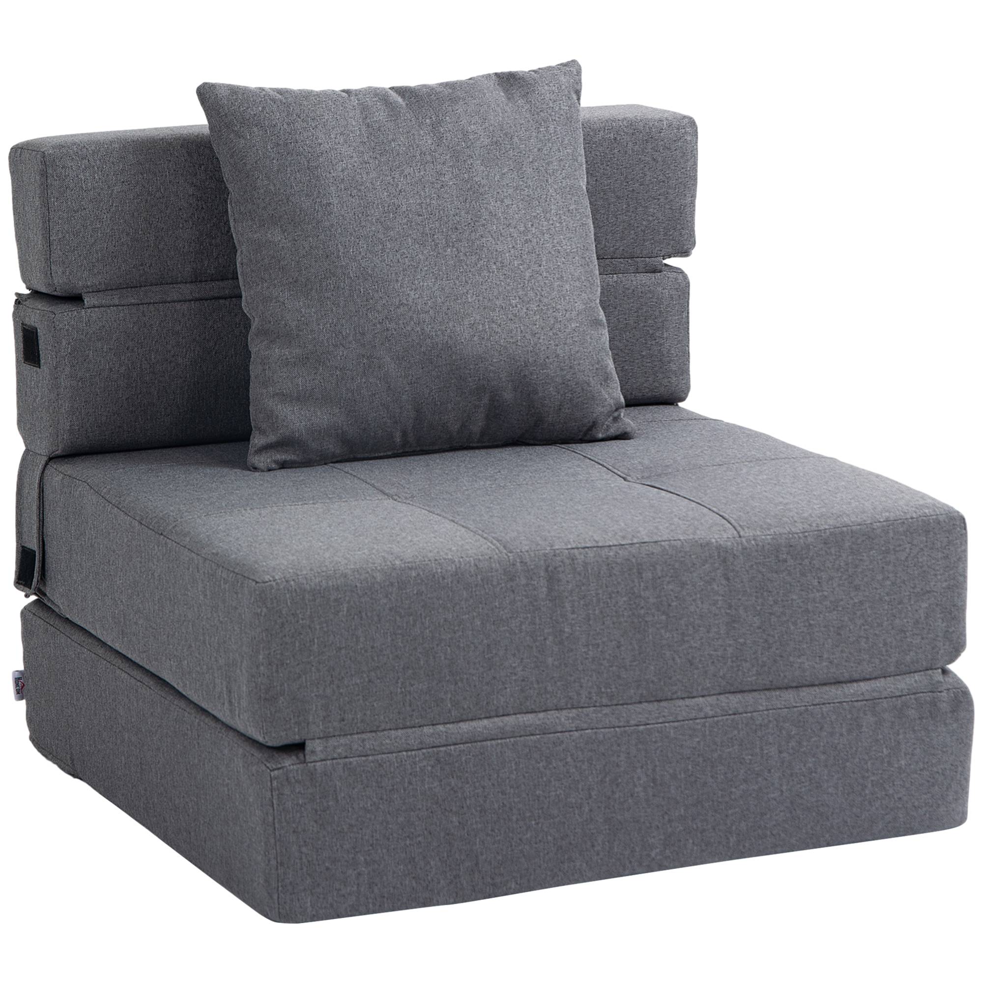 Fauteuil convertible, inclinable, lit d'appoint. Housse amovible, 70 cm x 70 cm x 61 cm, gris foncé. - Image 1