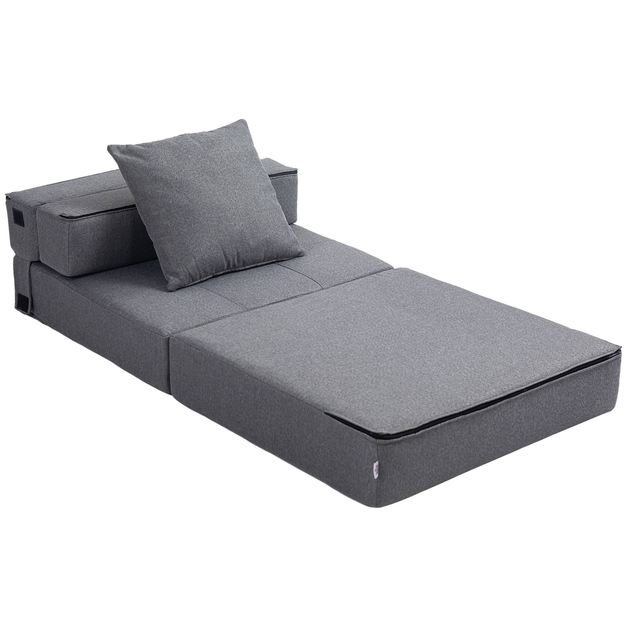 Fauteuil convertible, inclinable, lit d'appoint. Housse amovible, 70 cm x 70 cm x 61 cm, gris foncé. - Image 2