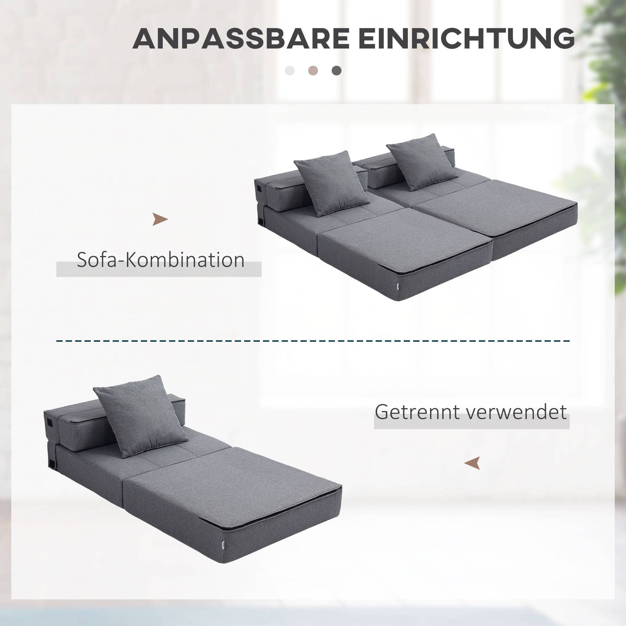 Fauteuil convertible, inclinable, lit d'appoint. Housse amovible, 70 cm x 70 cm x 61 cm, gris foncé. - Image 9