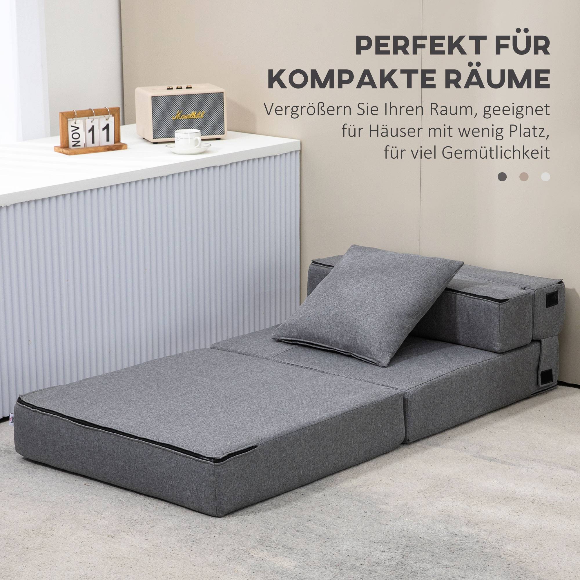 Fauteuil convertible, inclinable, lit d'appoint. Housse amovible, 70 cm x 70 cm x 61 cm, gris foncé. - Image 8