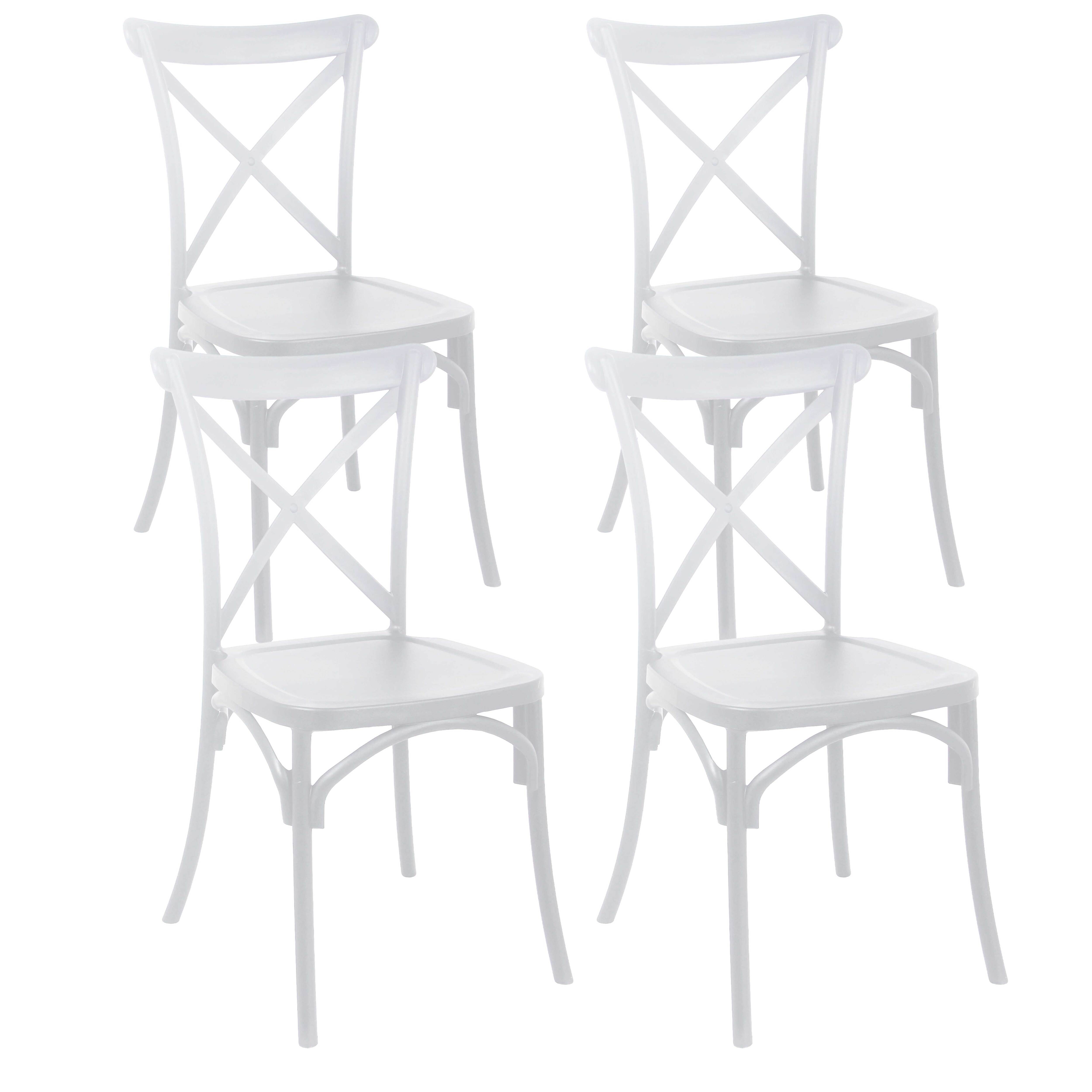 Oviala - Lot de 4 chaises de terrasse en plastique blanc Dublin - Oviala - Image 1