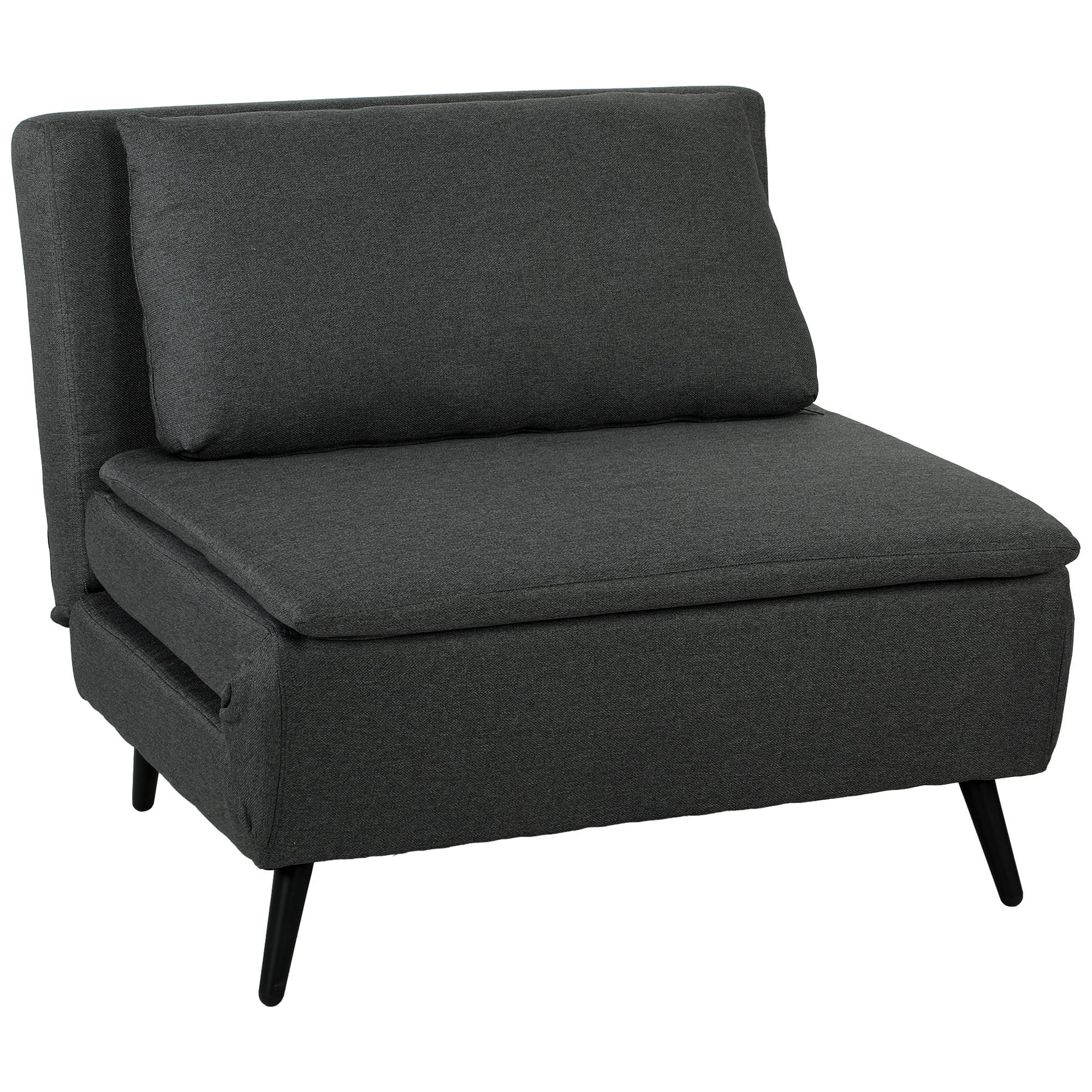 Fauteuil-lit 3 en 1 pliable en lin avec dossier réglable, ressorts en S, pieds en métal, gris foncé - Image 2